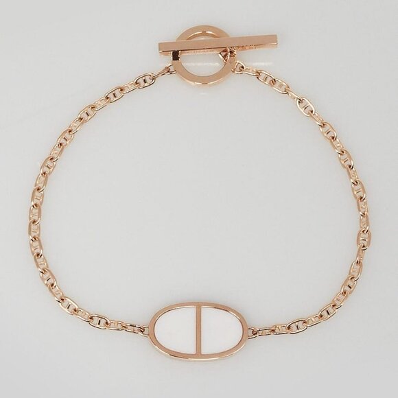 Hermes 18k Rose Gold and Ceramic Chaine d'Ancre Verso Bracelet - Picture 1 of 4